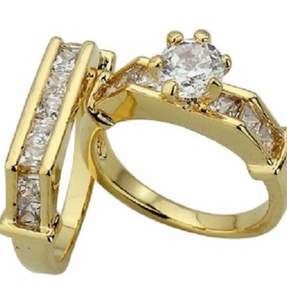 Solitaire 2.50 Ctw Brilliant Created Diamond CZ Engagement 2 Pcs Ring Set SZ 6…